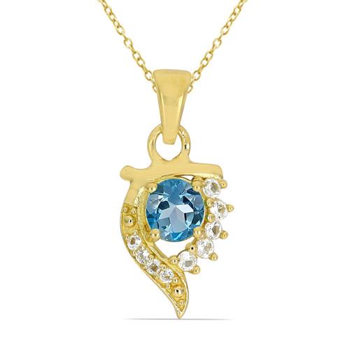 0.55 CT LONDON BLUE TOPAZ GOLD PLATED STERLING SILVER PENDANTS #VP020865